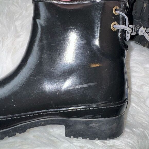 Sperry Women's Black Walker Turk Waterproof Rain Boots Size 6 Tie Back Slip-on - Picture 10 of 13